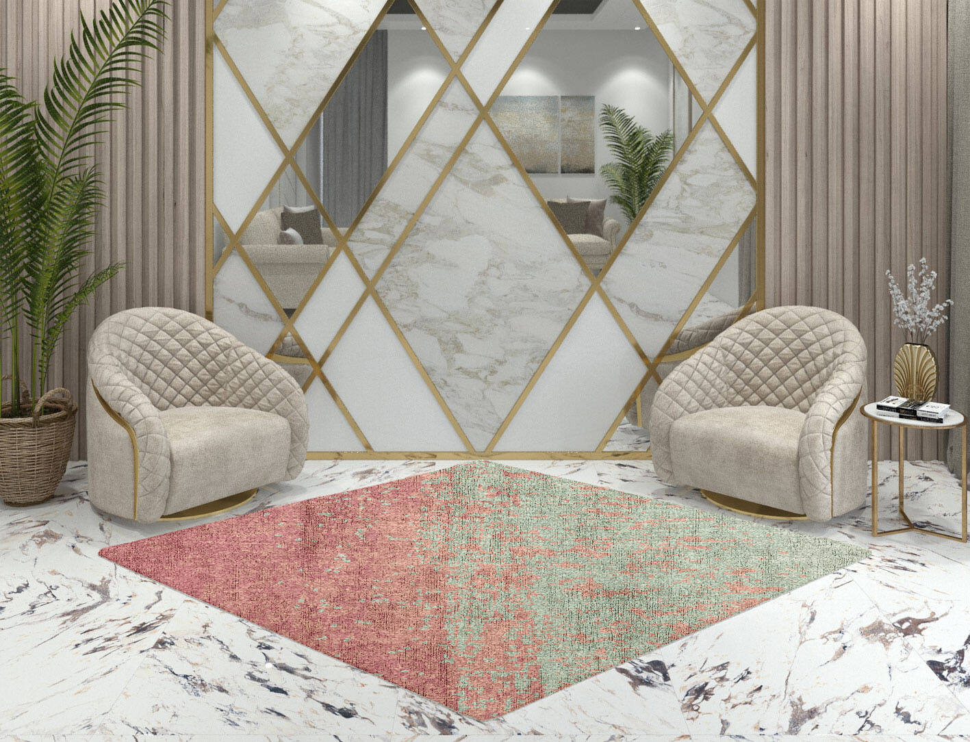 Zenith Gradation Diamond Hand Knotted Bamboo Silk Custom Rug by Rug Artisan