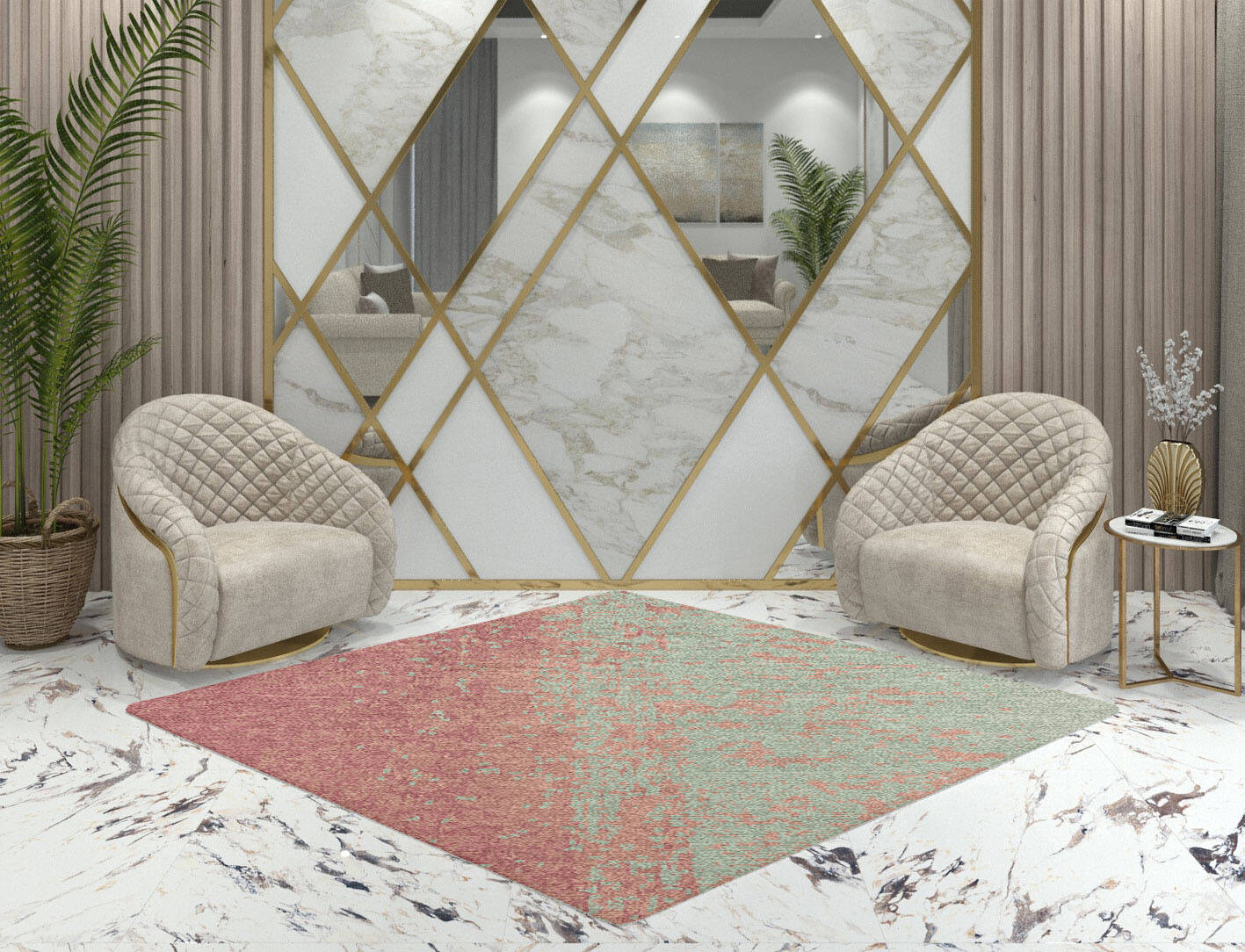 Zenith Gradation Diamond Hand Knotted Tibetan Wool Custom Rug by Rug Artisan