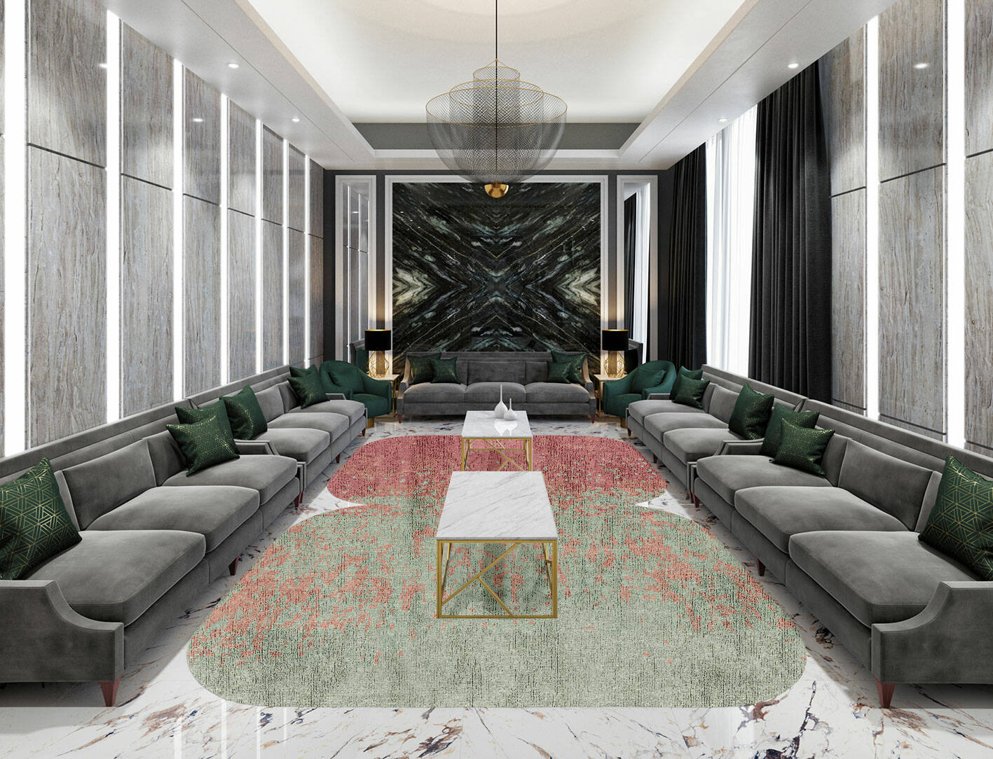 Zenith Gradation Eight Hand Knotted Bamboo Silk Custom Rug by Rug Artisan