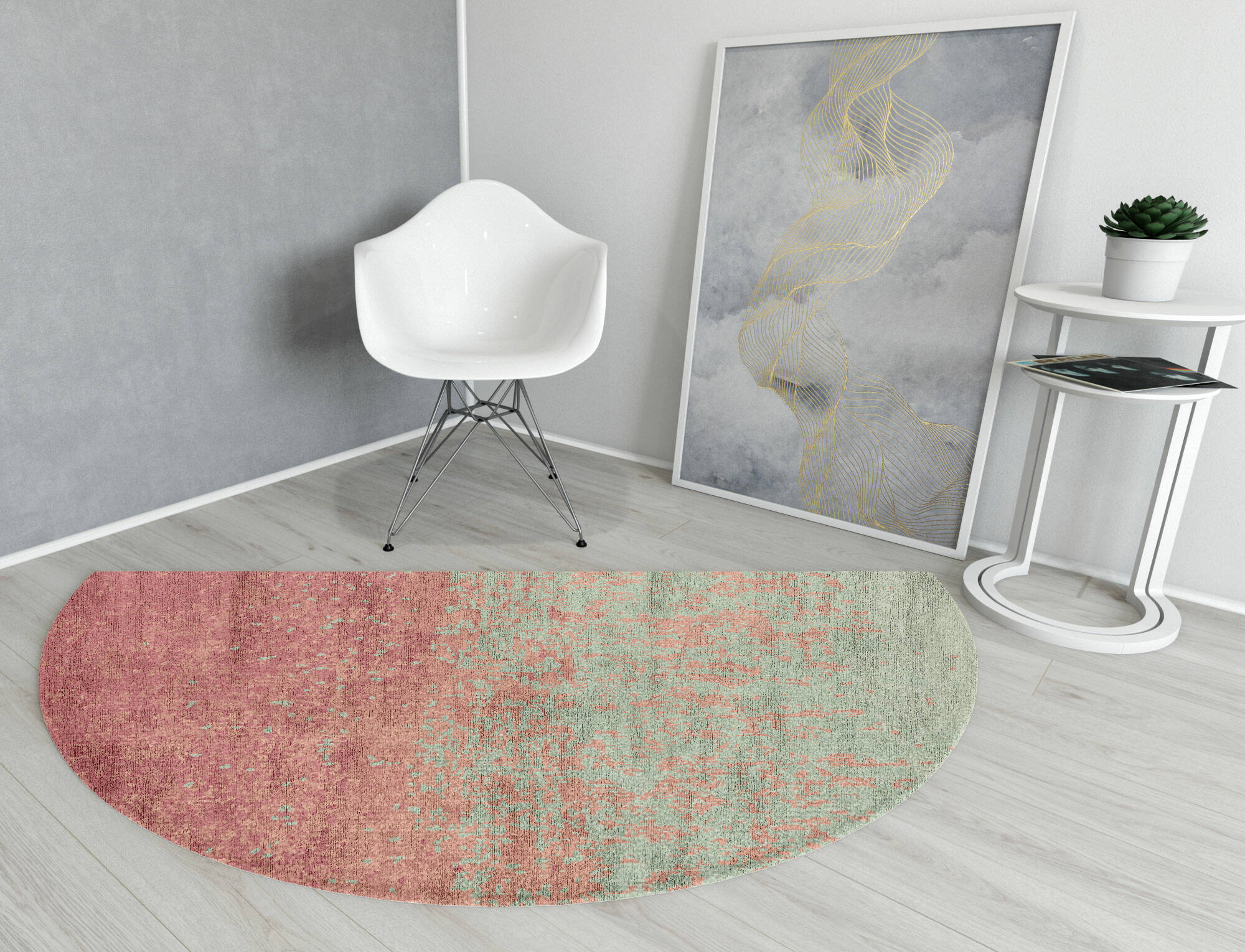 Zenith Gradation Halfmoon Hand Knotted Bamboo Silk Custom Rug by Rug Artisan