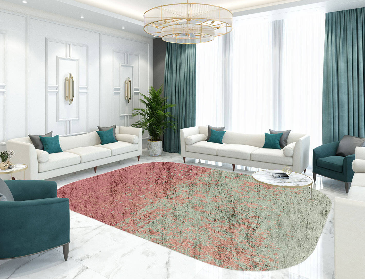 Zenith Gradation Oblong Hand Knotted Bamboo Silk Custom Rug by Rug Artisan