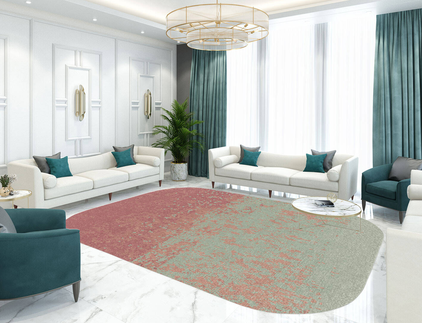 Zenith Gradation Oblong Hand Knotted Tibetan Wool Custom Rug by Rug Artisan