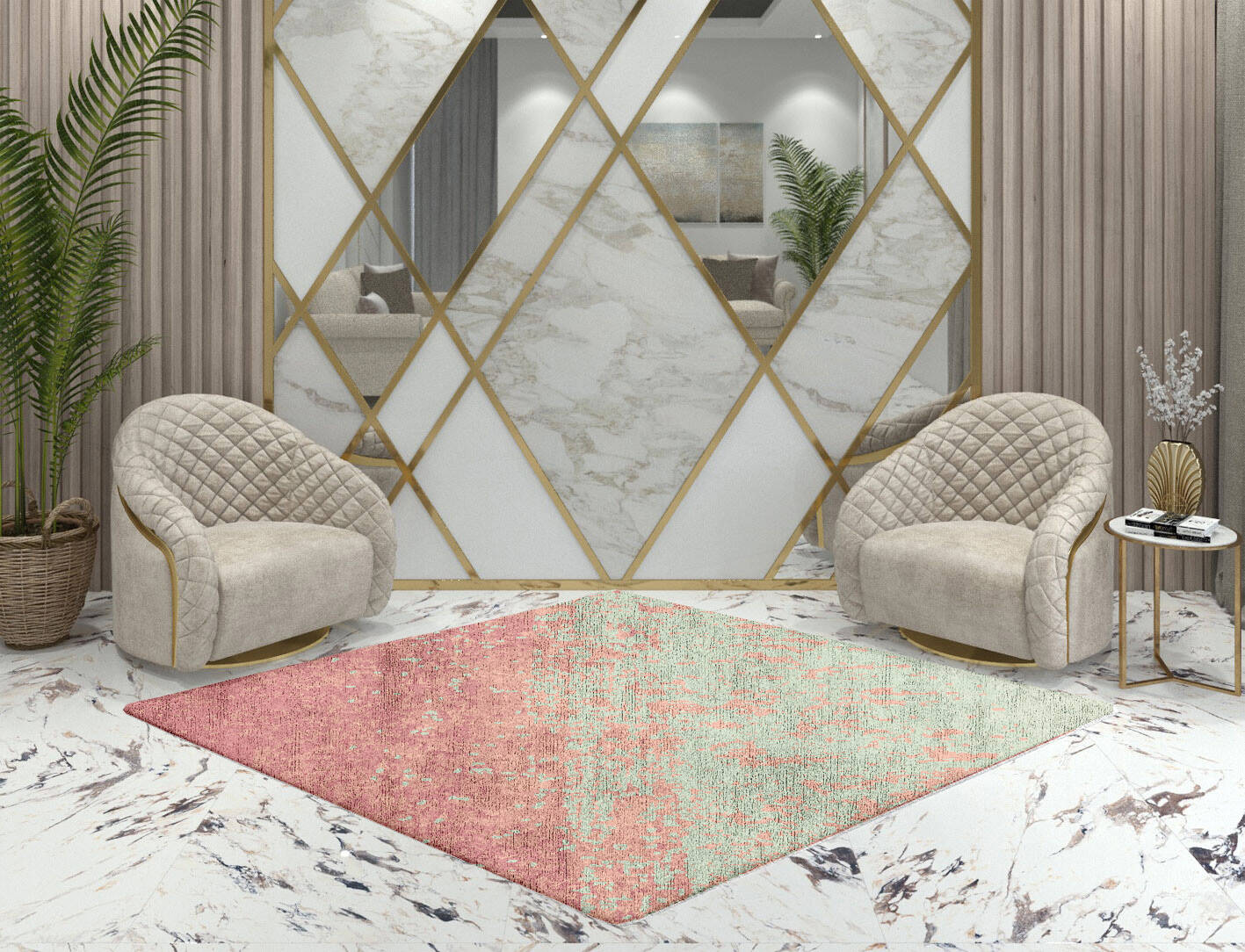 Zenith Gradation Diamond Hand Tufted Bamboo Silk Custom Rug by Rug Artisan