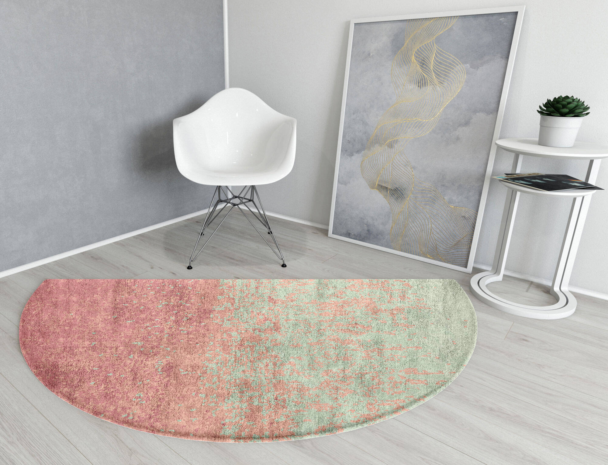 Zenith Gradation Halfmoon Hand Tufted Bamboo Silk Custom Rug by Rug Artisan