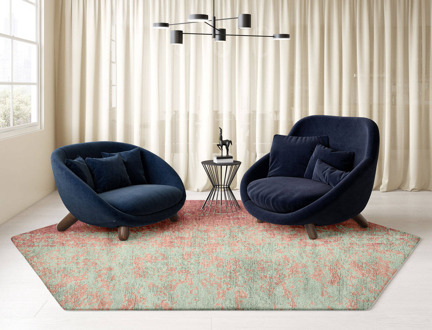 Zenith Gradation Hexagon Hand Tufted Bamboo Silk Custom Rug by Rug Artisan