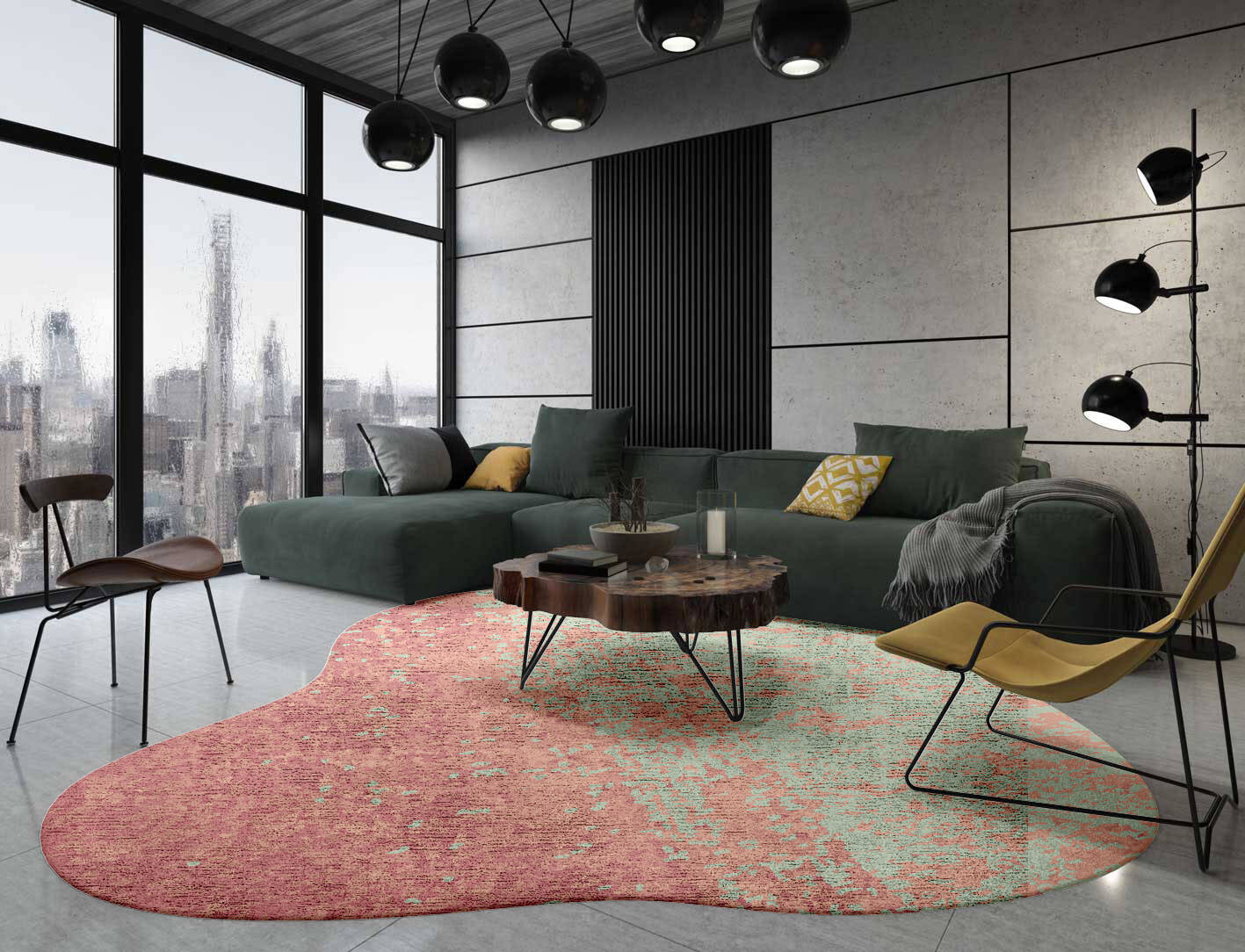 Zenith Gradation Splash Hand Tufted Bamboo Silk Custom Rug by Rug Artisan