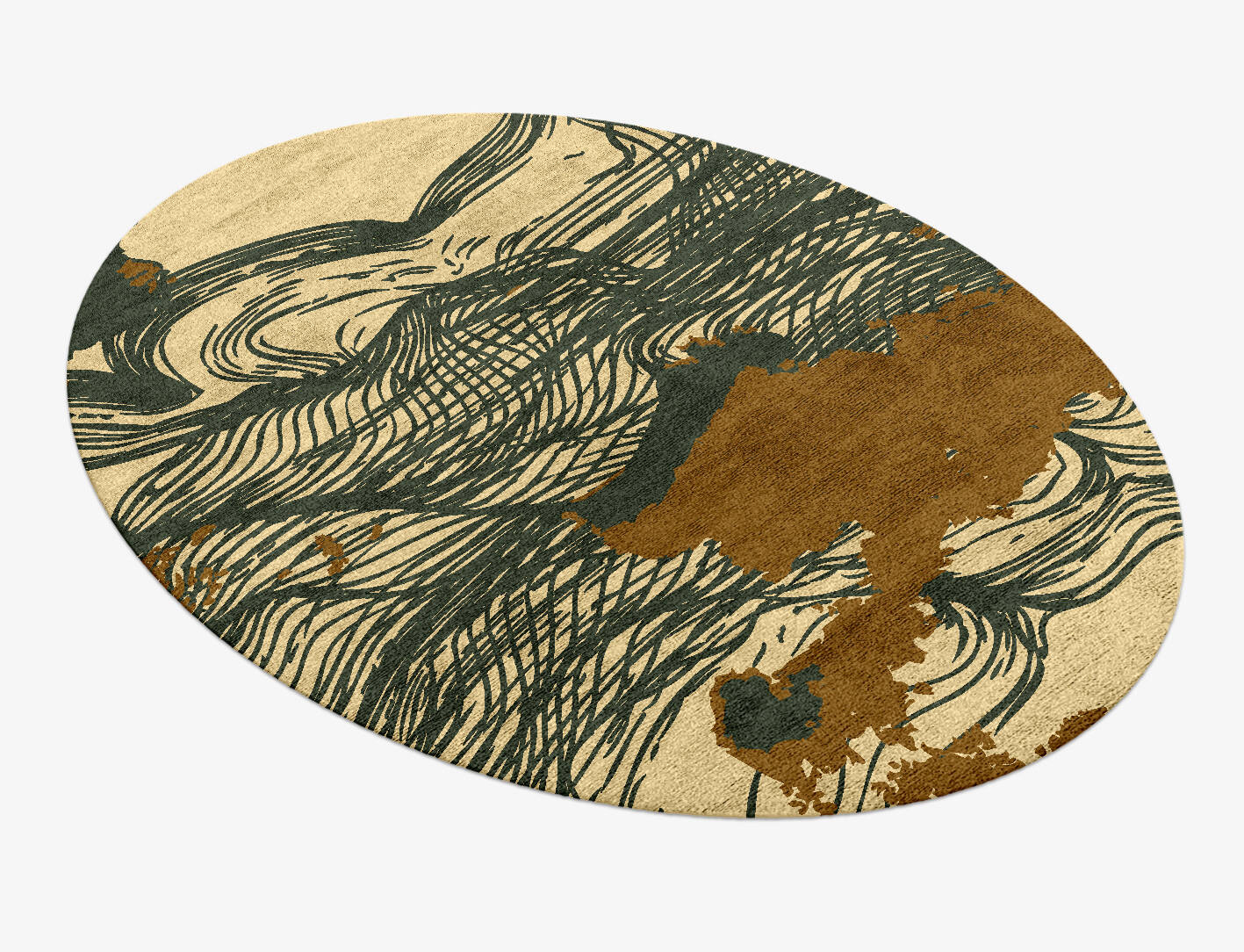 Zephyr Abstract Oval Hand Knotted Bamboo Silk Custom Rug by Rug Artisan