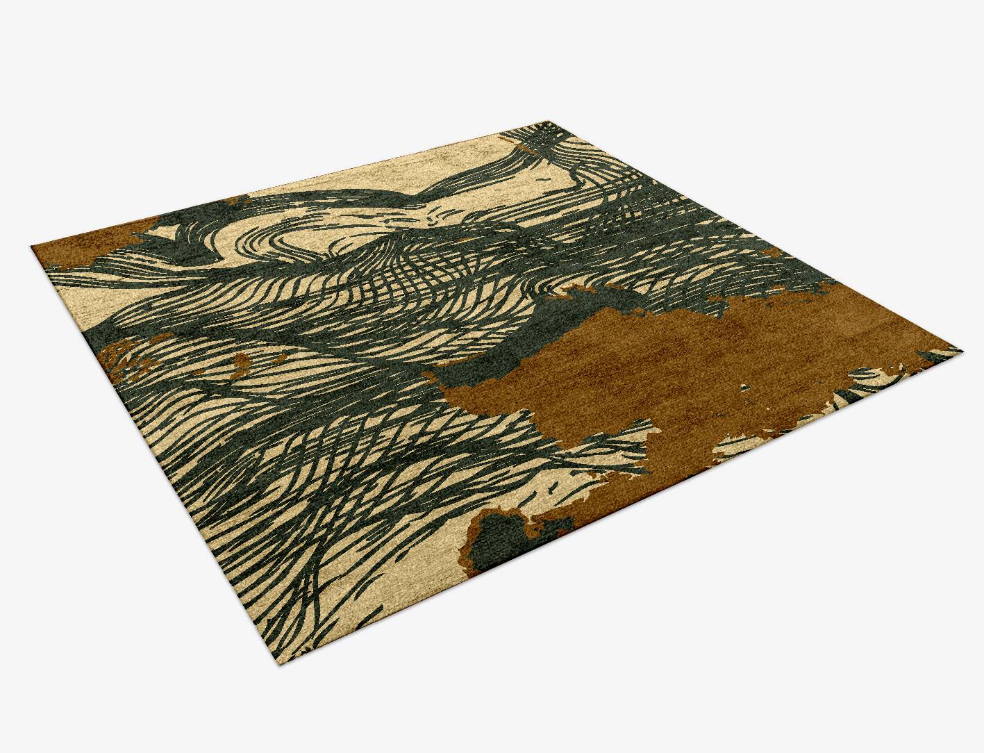 Zephyr Abstract Square Hand Knotted Bamboo Silk Custom Rug by Rug Artisan