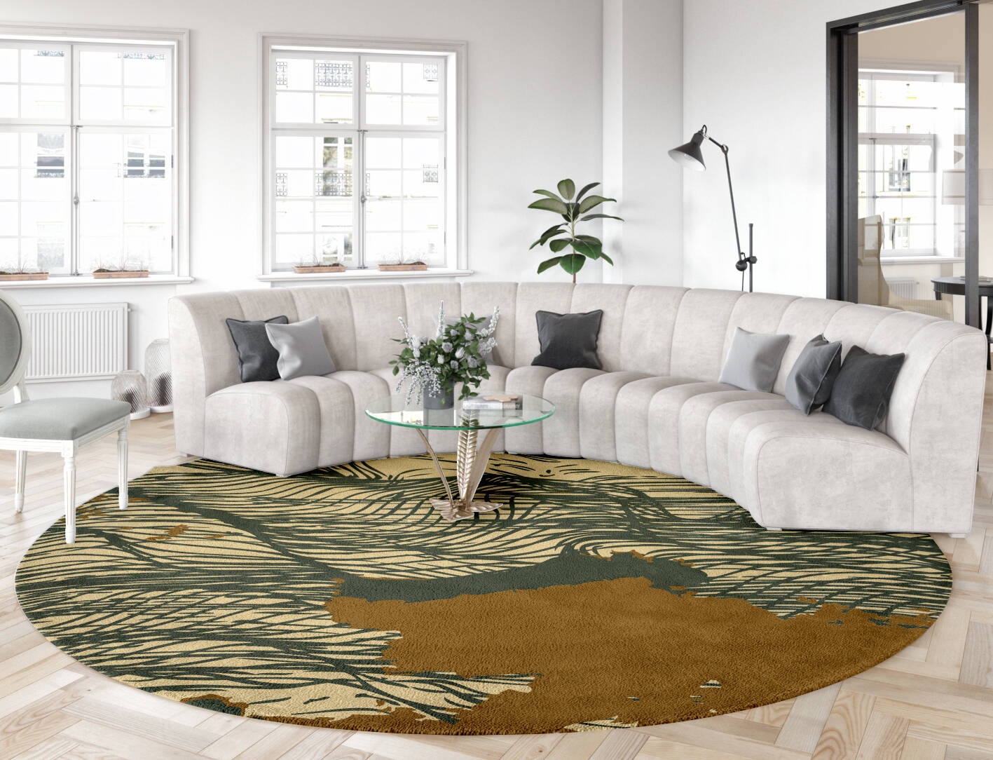 Zephyr Abstract Round Hand Tufted Pure Wool Custom Rug by Rug Artisan