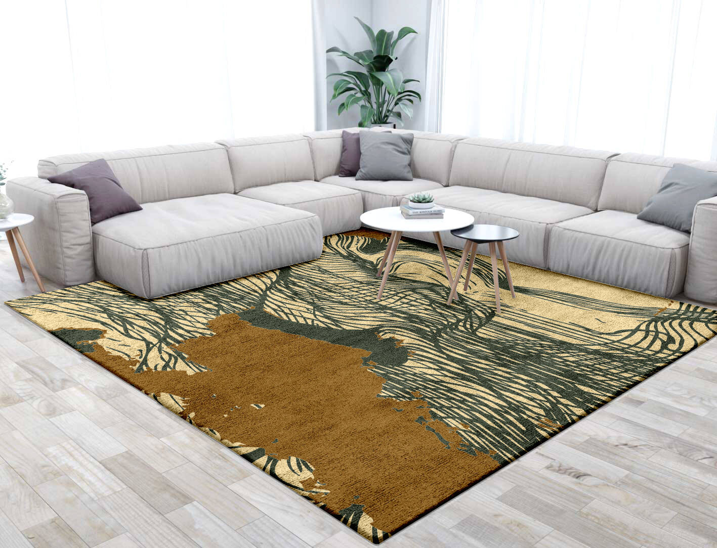 Zephyr Abstract Square Hand Tufted Bamboo Silk Custom Rug by Rug Artisan