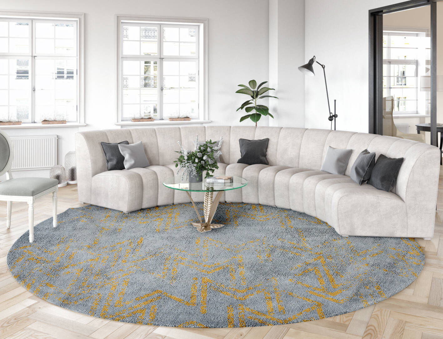 Zerrin  Round Hand Tufted Bamboo Silk Custom Rug by Rug Artisan