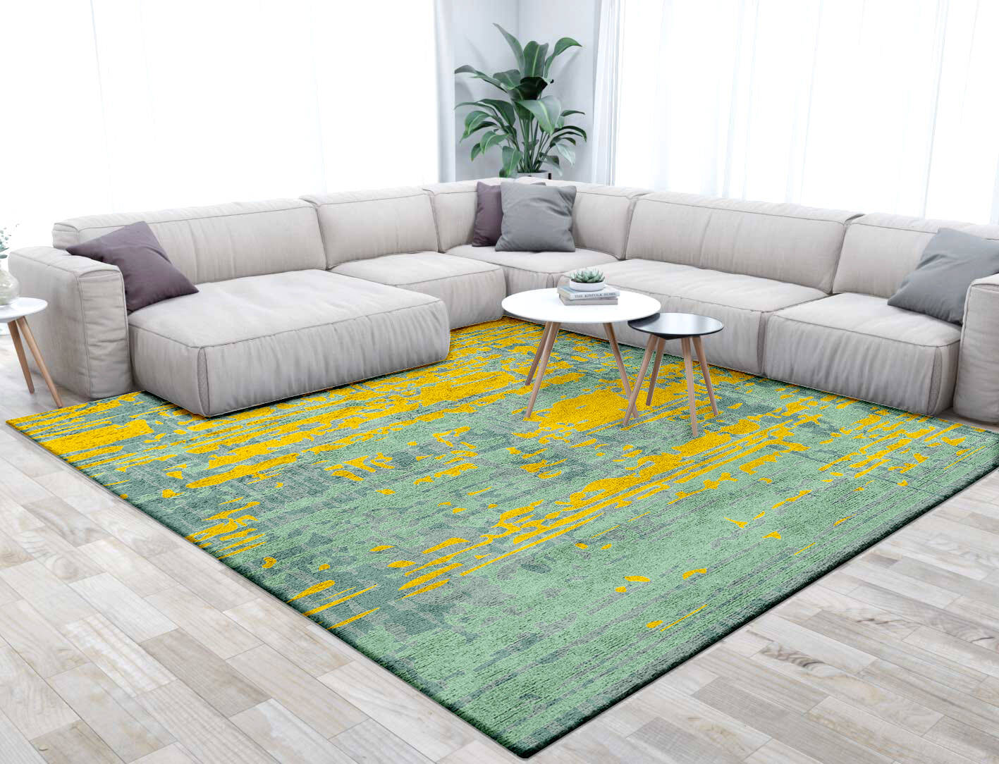 Zest Surface Art Square Hand Tufted Bamboo Silk Custom Rug by Rug Artisan