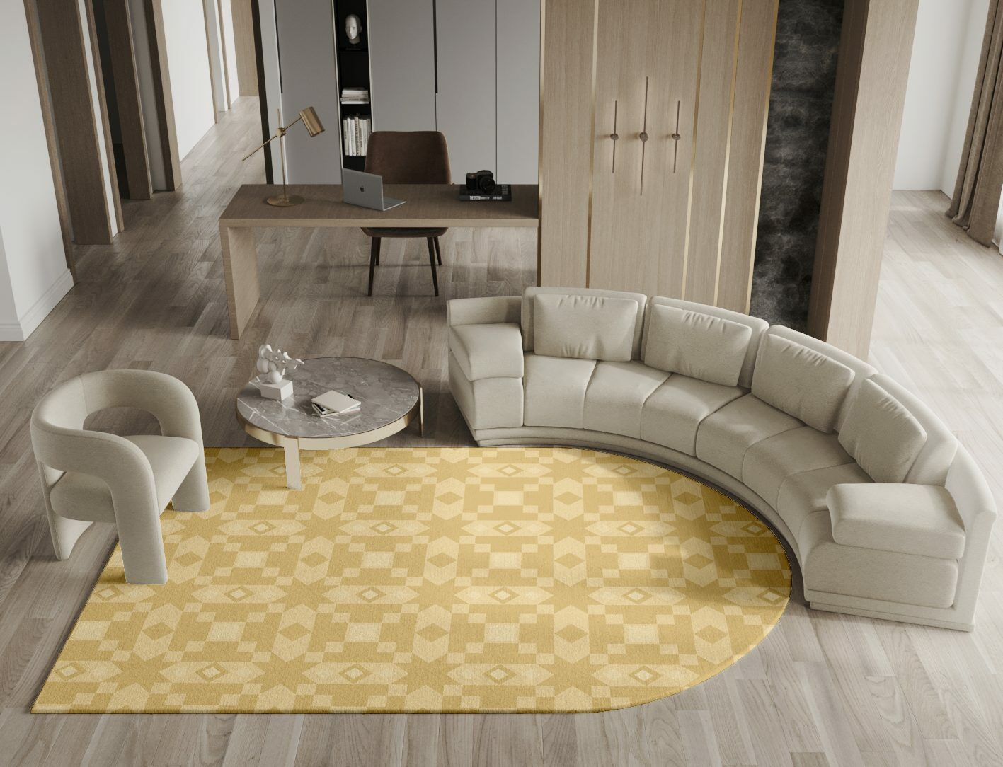 Zeus Minimalist Arch Hand Knotted Tibetan Wool Custom Rug by Rug Artisan