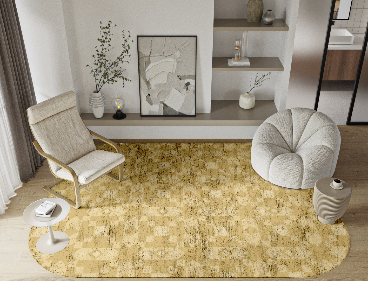 Zeus Minimalist Oblong Hand Knotted Bamboo Silk Custom Rug by Rug Artisan