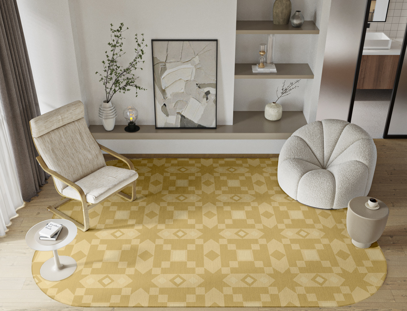 Zeus Minimalist Oblong Hand Knotted Tibetan Wool Custom Rug by Rug Artisan