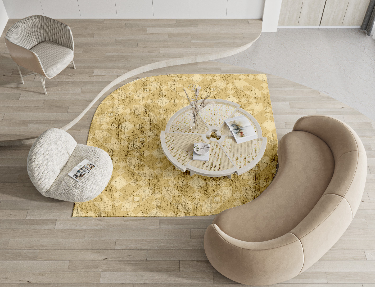 Zeus Minimalist Ogee Hand Knotted Bamboo Silk Custom Rug by Rug Artisan