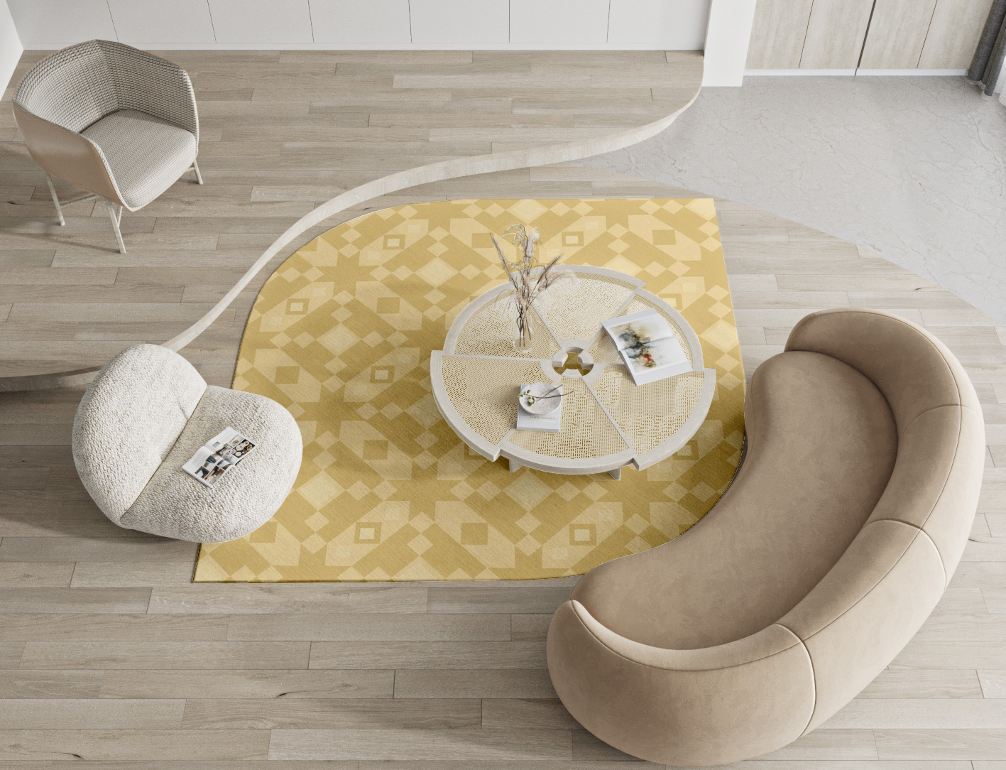 Zeus Minimalist Ogee Hand Knotted Tibetan Wool Custom Rug by Rug Artisan