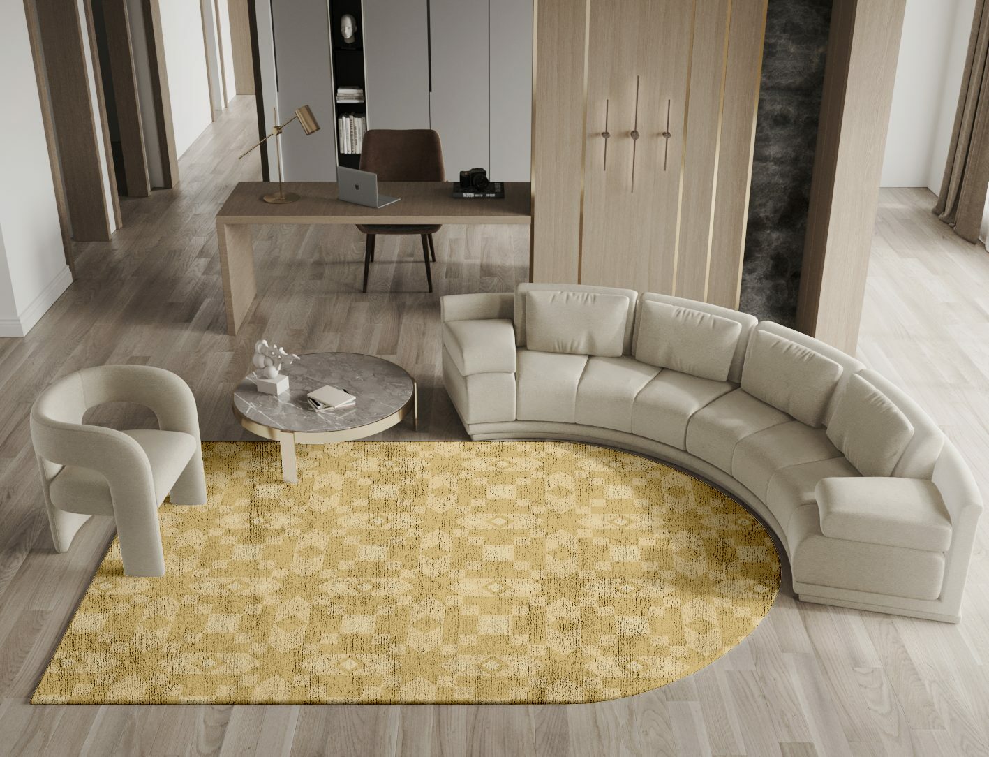 Zeus Minimalist Arch Hand Tufted Bamboo Silk Custom Rug by Rug Artisan