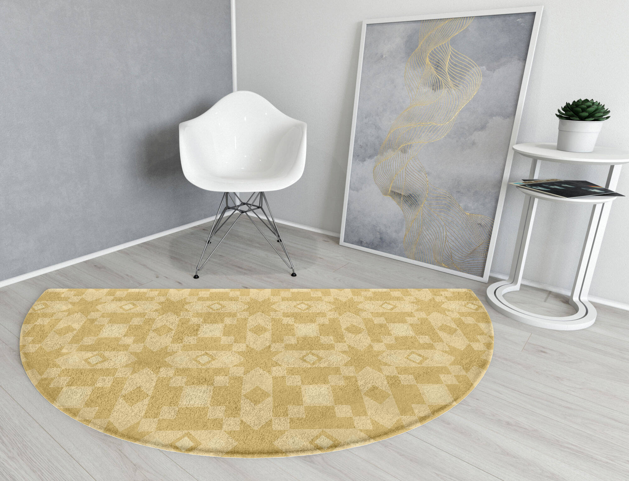 Zeus Minimalist Halfmoon Hand Tufted Pure Wool Custom Rug by Rug Artisan