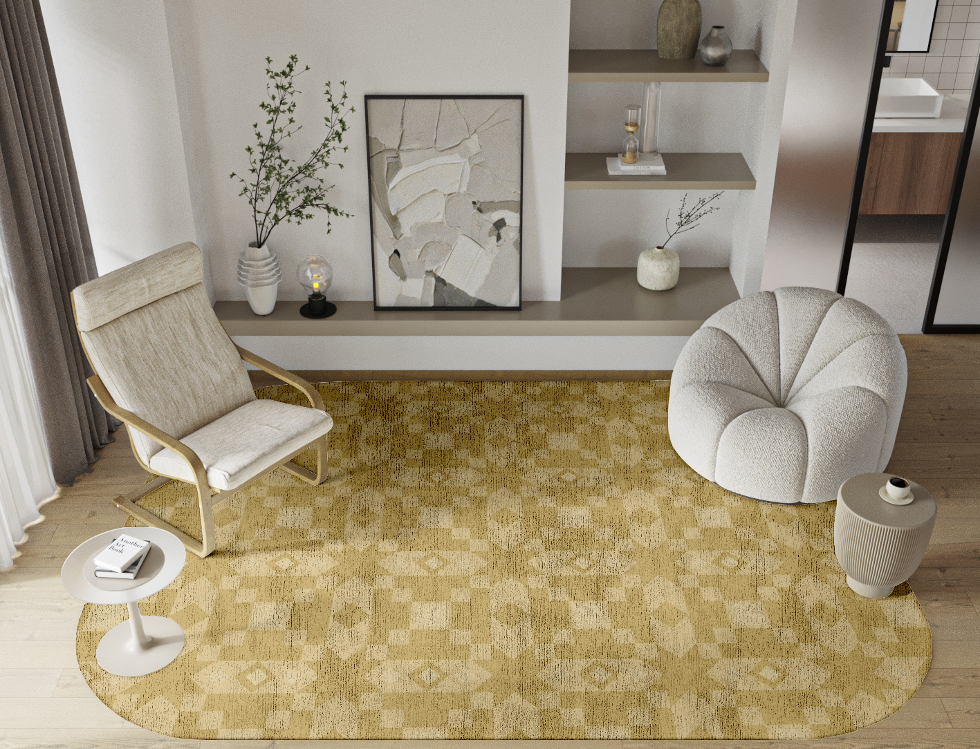 Zeus Minimalist Oblong Hand Tufted Bamboo Silk Custom Rug by Rug Artisan