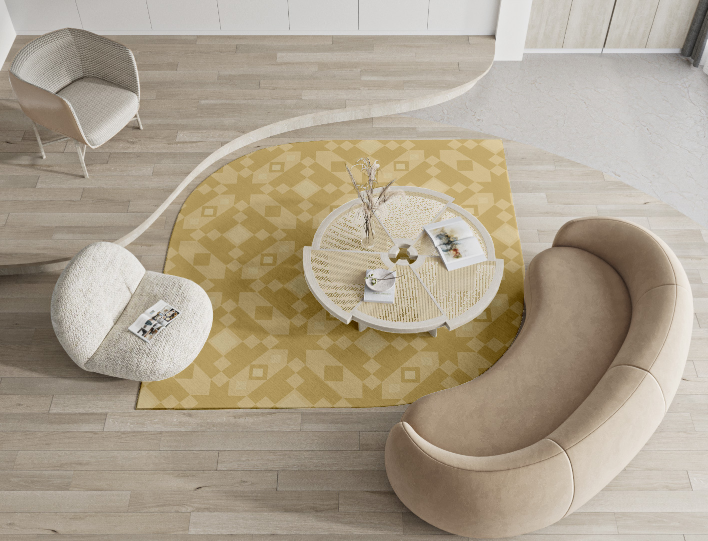 Zeus Minimalist Ogee Hand Tufted Pure Wool Custom Rug by Rug Artisan
