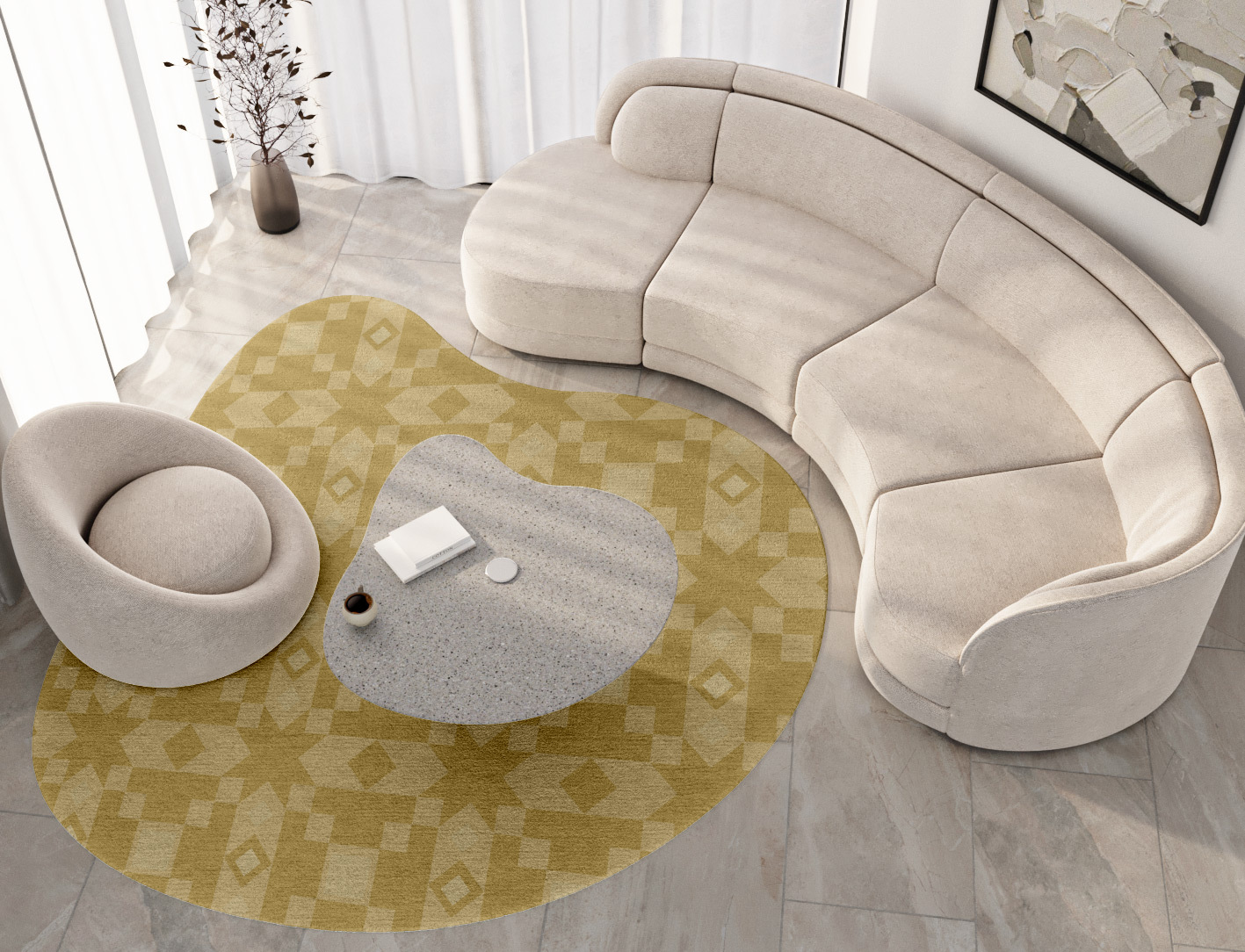 Zeus Minimalist Splash Hand Tufted Pure Wool Custom Rug by Rug Artisan