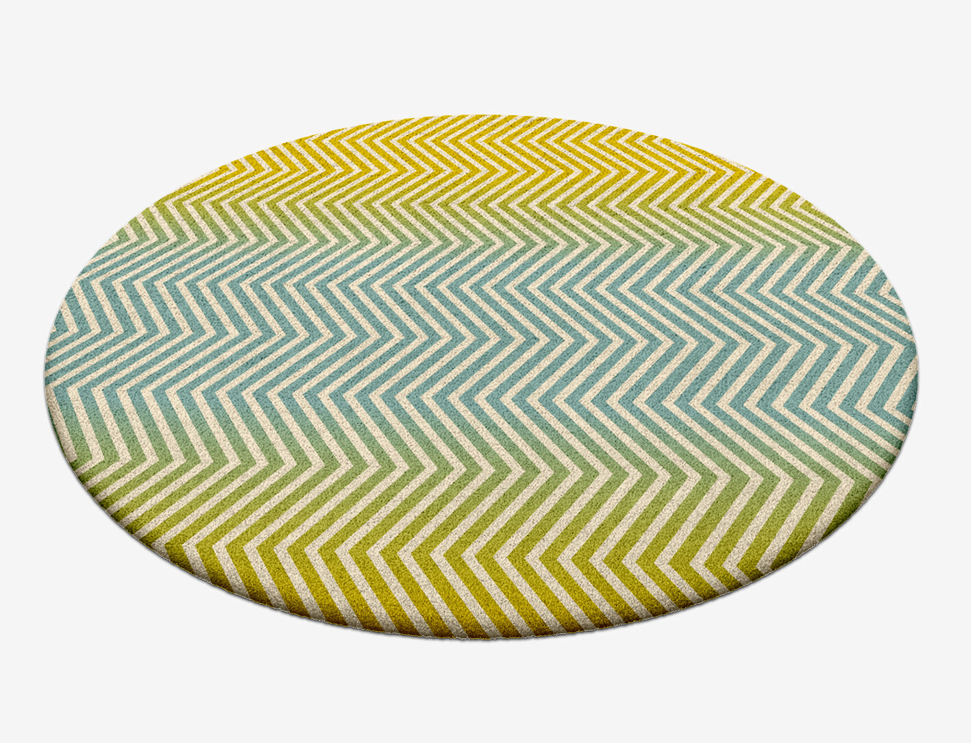 Zigzag Ombre Round Hand Tufted Pure Wool Custom Rug by Rug Artisan