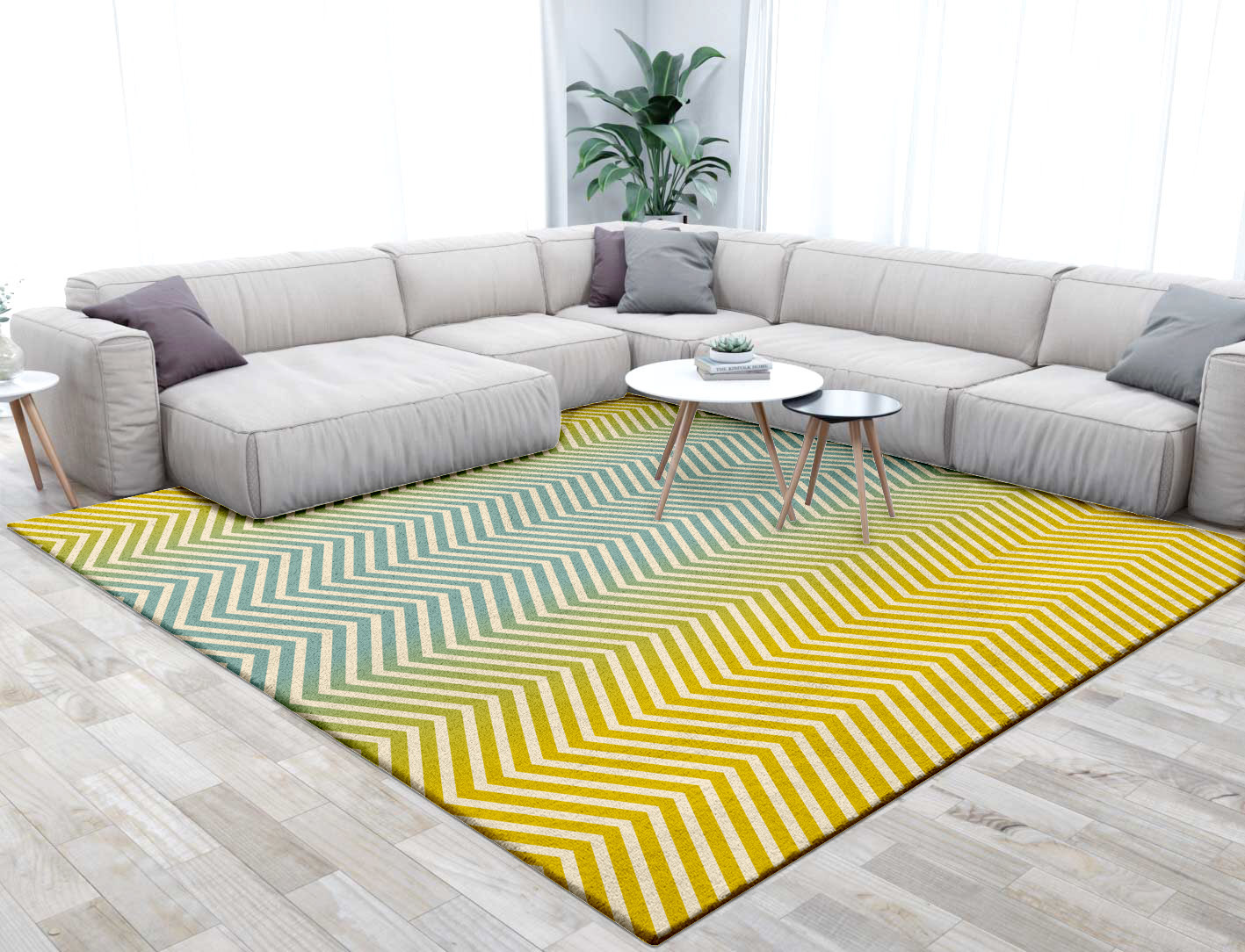 Zigzag Ombre Square Hand Tufted Pure Wool Custom Rug by Rug Artisan