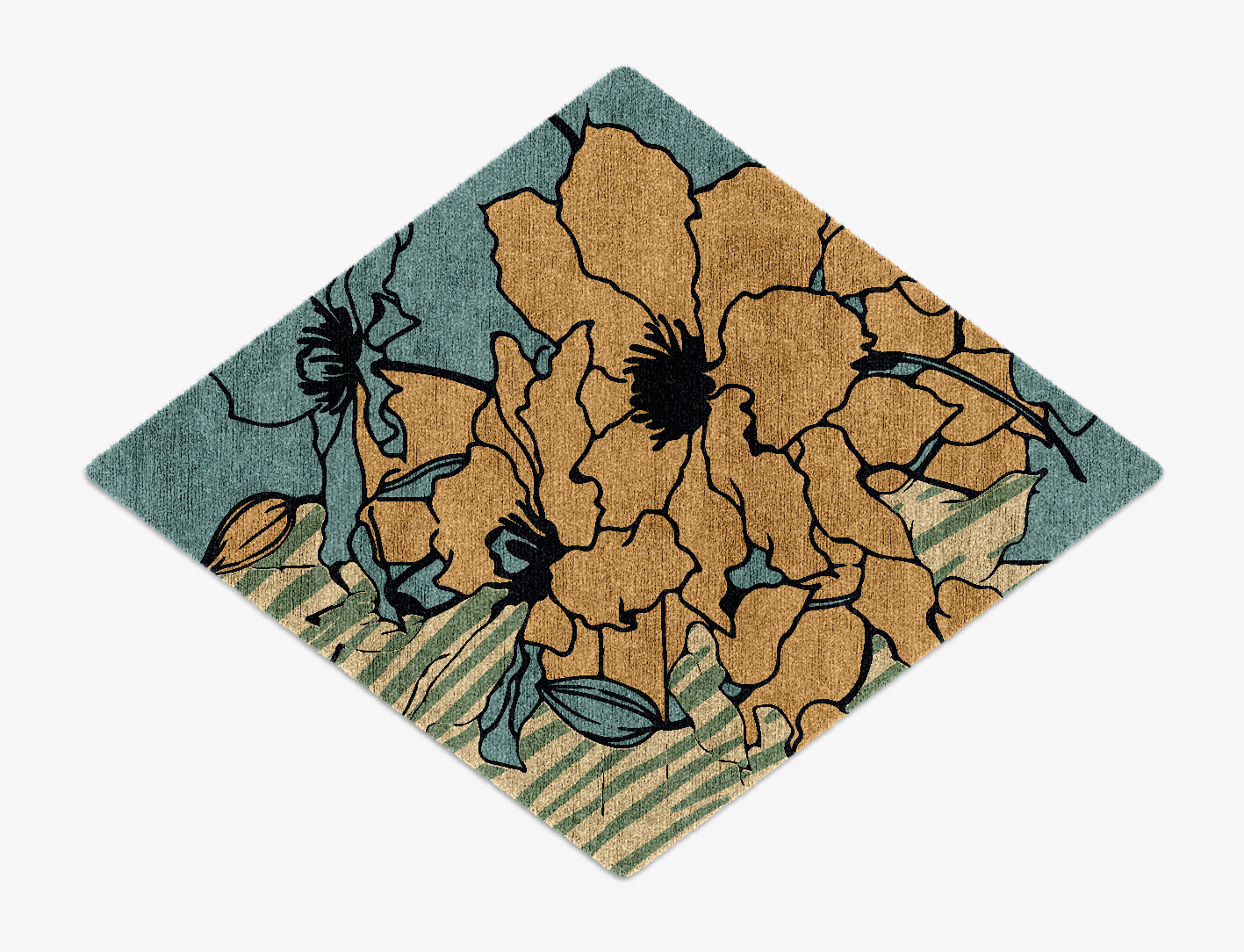 Zinia Field of Flowers Diamond Hand Knotted Bamboo Silk Custom Rug by Rug Artisan