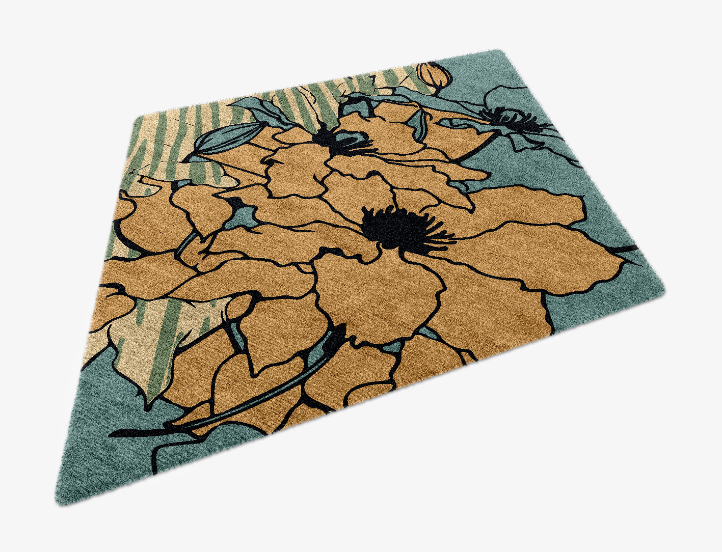 Zinia Field of Flowers Diamond Hand Knotted Bamboo Silk Custom Rug by Rug Artisan
