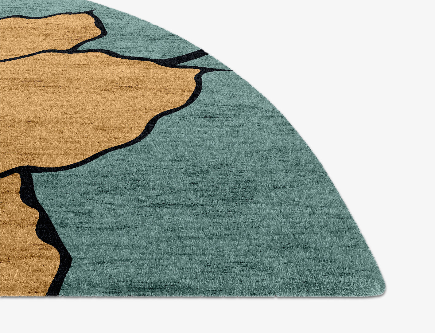 Zinia Field of Flowers Halfmoon Hand Knotted Bamboo Silk Custom Rug by Rug Artisan