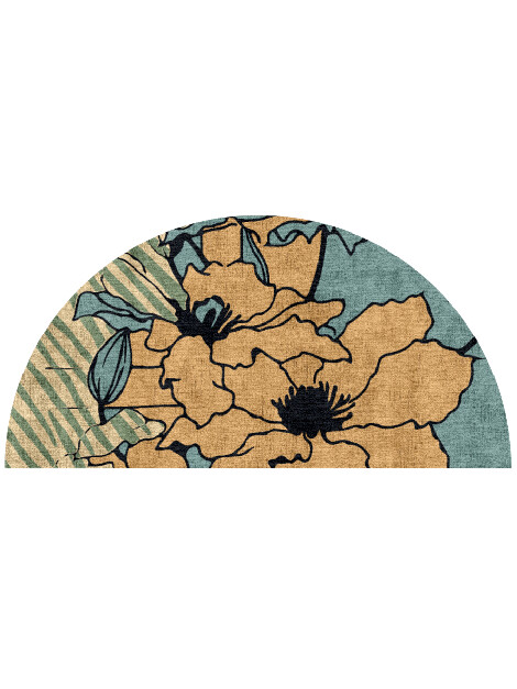 Zinia Field of Flowers Halfmoon Hand Knotted Bamboo Silk Custom Rug by Rug Artisan