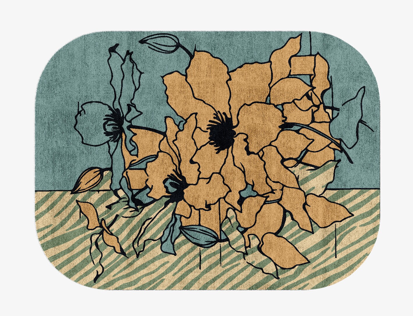 Zinia Field of Flowers Oblong Hand Knotted Bamboo Silk Custom Rug by Rug Artisan