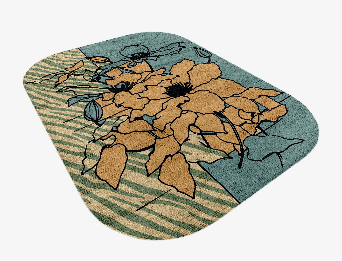 Zinia Field of Flowers Oblong Hand Knotted Bamboo Silk Custom Rug by Rug Artisan