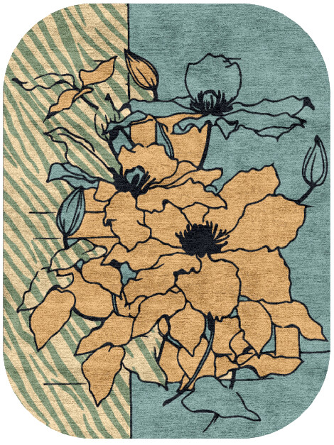 Zinia Field of Flowers Oblong Hand Knotted Bamboo Silk Custom Rug by Rug Artisan