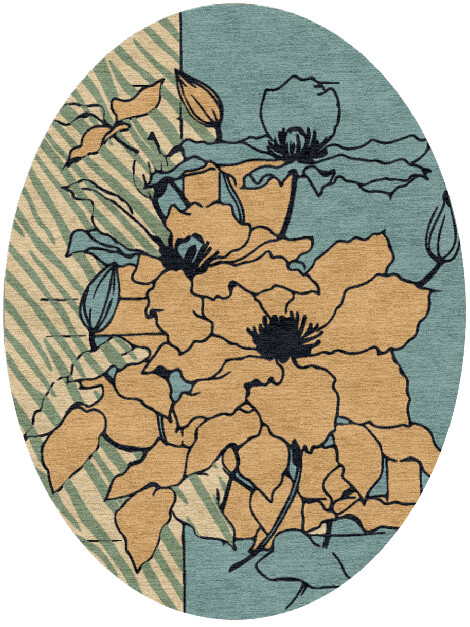 Zinia Field of Flowers Oval Hand Knotted Tibetan Wool Custom Rug by Rug Artisan