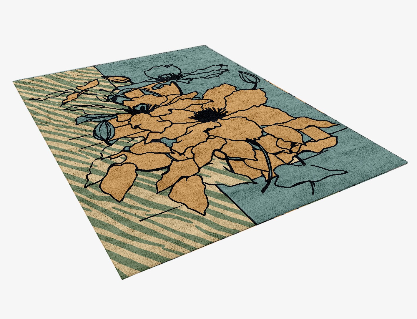 Zinia Field of Flowers Rectangle Hand Knotted Bamboo Silk Custom Rug by Rug Artisan