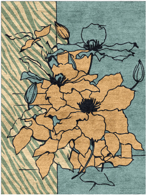 Zinia Field of Flowers Rectangle Hand Knotted Bamboo Silk Custom Rug by Rug Artisan