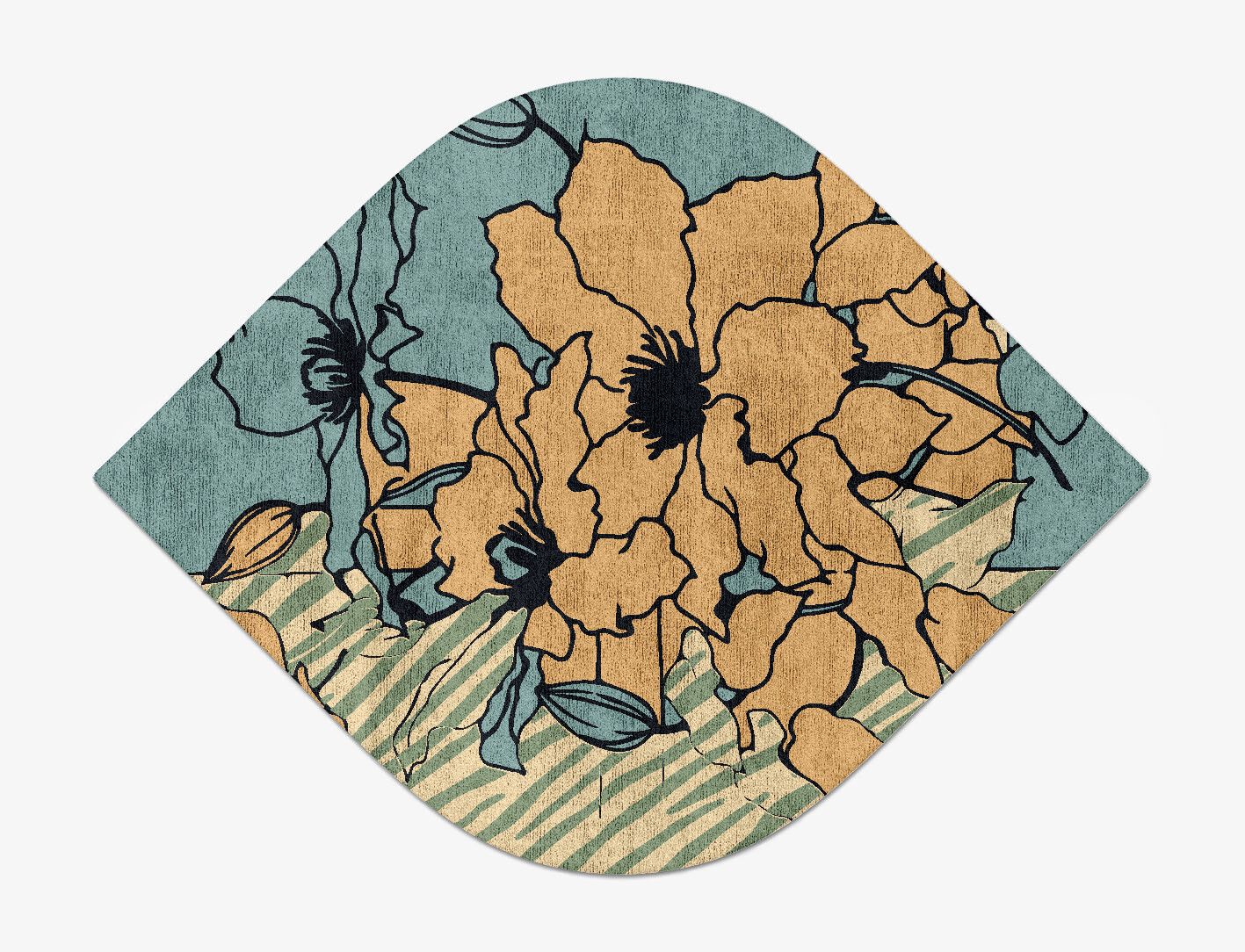 Zinia Field of Flowers Ogee Hand Tufted Bamboo Silk Custom Rug by Rug Artisan