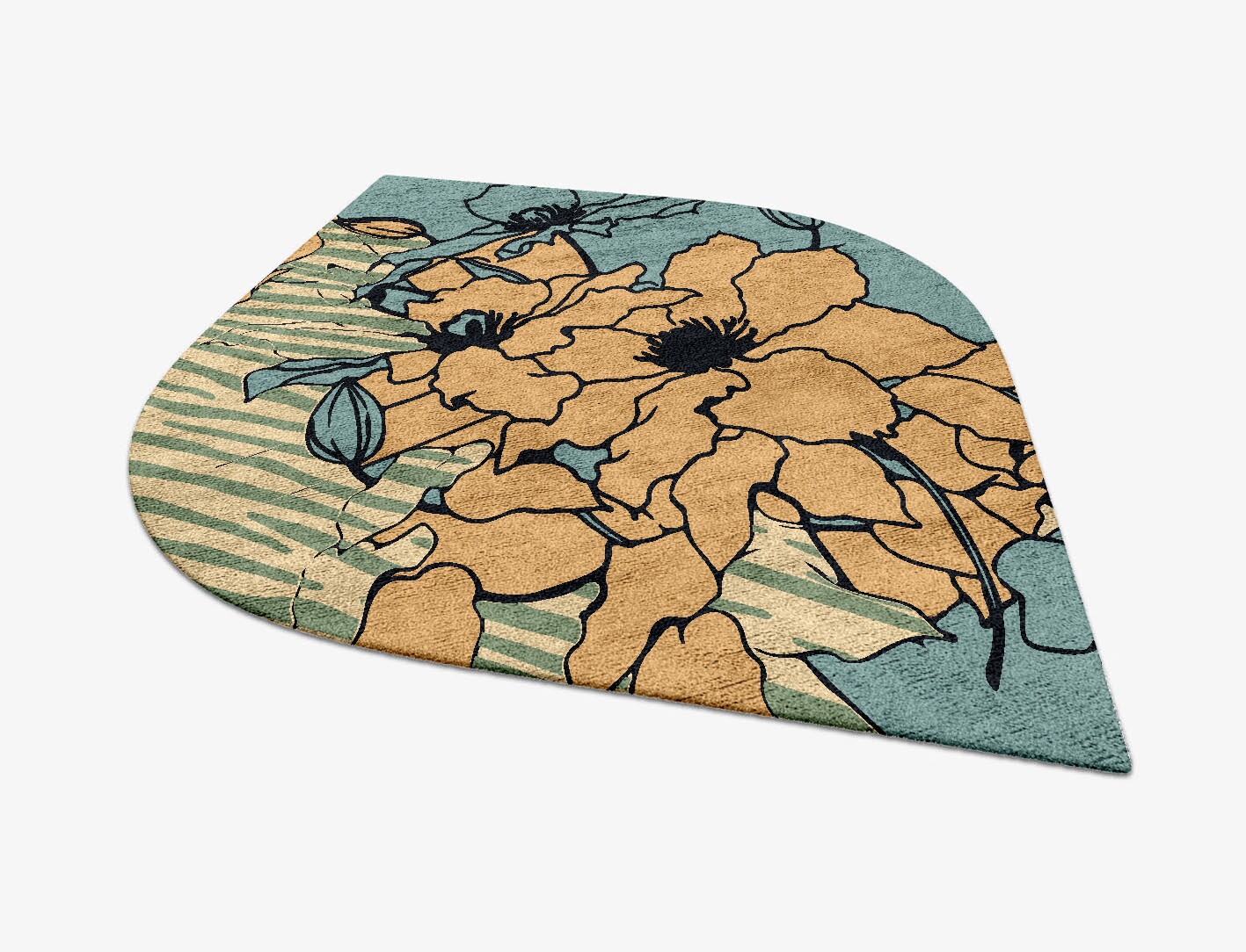 Zinia Field of Flowers Ogee Hand Tufted Bamboo Silk Custom Rug by Rug Artisan