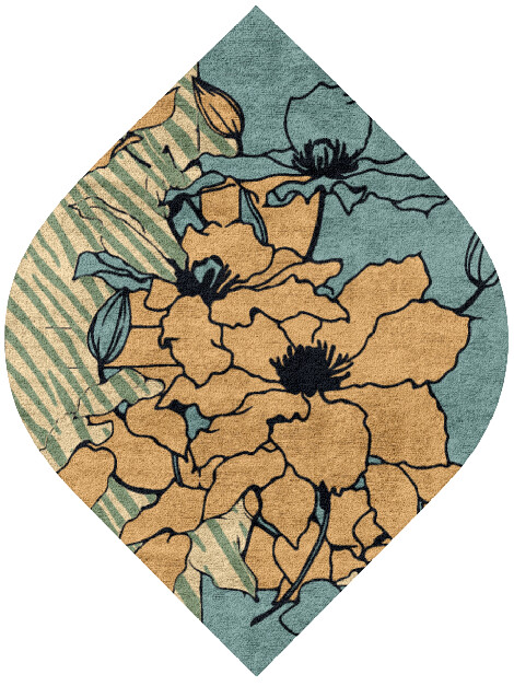 Zinia Field of Flowers Ogee Hand Tufted Bamboo Silk Custom Rug by Rug Artisan