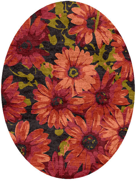 Zinnia Floral Oval Hand Knotted Bamboo Silk Custom Rug by Rug Artisan