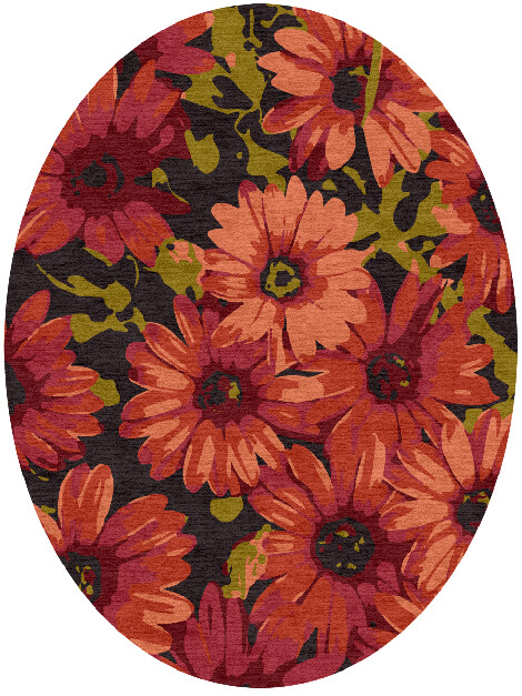 Zinnia Floral Oval Hand Knotted Tibetan Wool Custom Rug by Rug Artisan