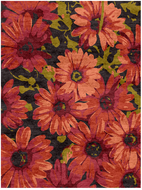Zinnia Floral Rectangle Hand Knotted Bamboo Silk Custom Rug by Rug Artisan