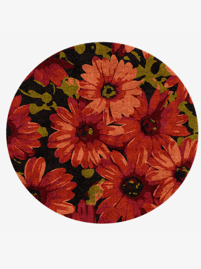 Zinnia Floral Round Hand Knotted Bamboo Silk Custom Rug by Rug Artisan