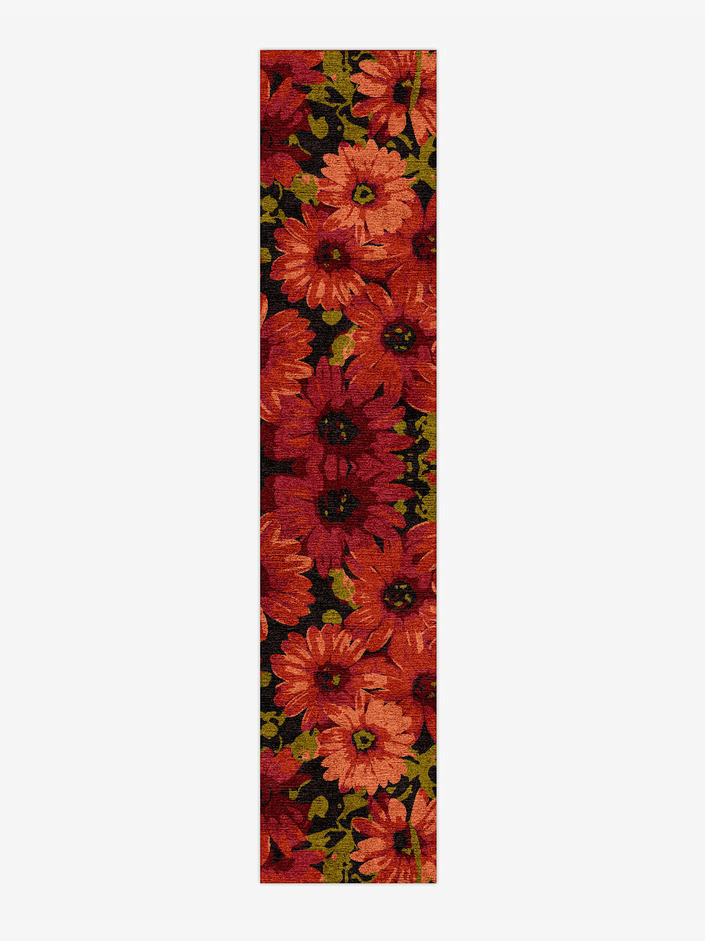 Zinnia Floral Runner Hand Knotted Bamboo Silk Custom Rug by Rug Artisan