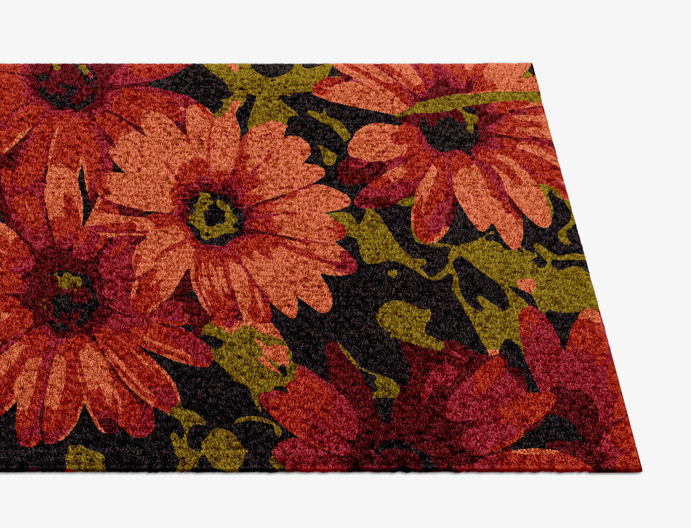 Zinnia Floral Runner Hand Knotted Tibetan Wool Custom Rug by Rug Artisan