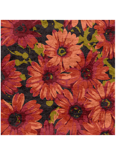 Zinnia Floral Square Hand Knotted Bamboo Silk Custom Rug by Rug Artisan