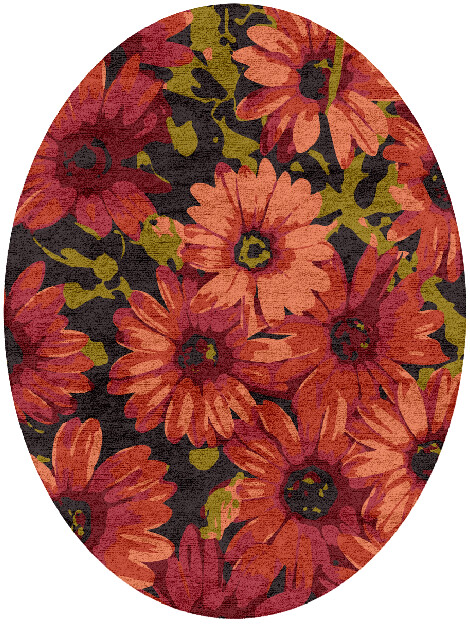 Zinnia Floral Oval Hand Tufted Bamboo Silk Custom Rug by Rug Artisan