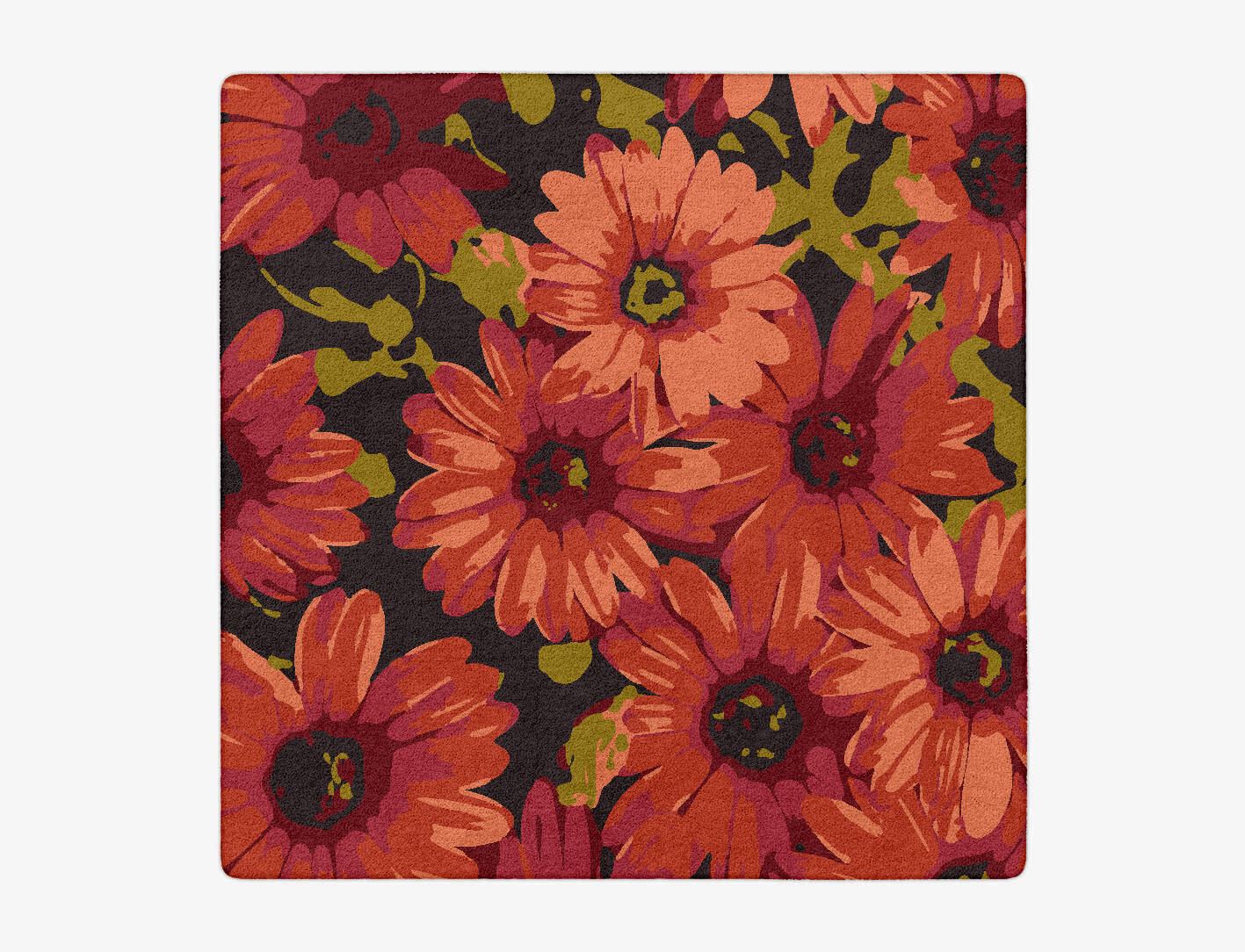 Zinnia Floral Square Hand Tufted Pure Wool Custom Rug by Rug Artisan